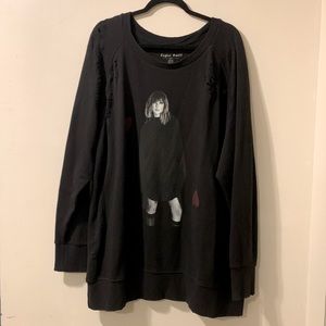 Taylor Swift Brand Oversized Off-the-Shoulder Ripped Sweatshirt Dress Size XS/S